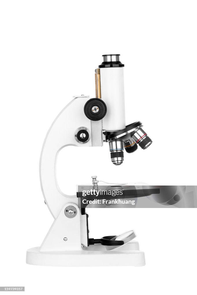 Scientific modern microscope isolated on white