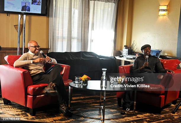 Moderator Brickson Diamond and producer Will Packer speak at the Academy Conversation With Will Packer At Sundance Film Festival - 2013 Park City on...