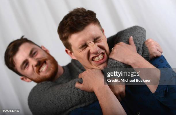 Two Mothers" stars James Frecheville and Xavier Samuel poses for a portrait at the Photo Booth for MSN Wonderwall At ChefDance on January 19, 2013 in...