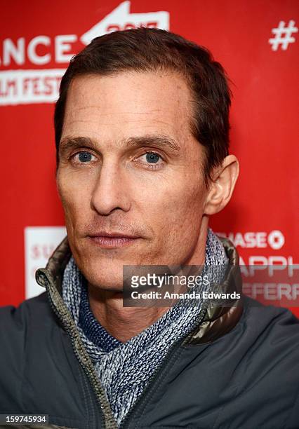 Actor Matthew McConaughey arrives at the 2013 Sundance Film Festival Premiere of "Mud" at The Marc Theatre on January 19, 2013 in Park City, Utah.