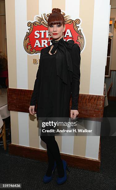 Maitresse Madeline attends the press dinner for James Franco hosted by Stella Artois at the Stella Artois Cafe at Village at The Lift on January 19,...