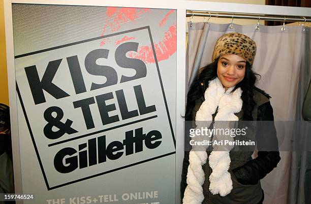 Kiersey Clemons attends Gillette Ask Couples at Sundance to "Kiss & Tell" if They Prefer Stubble or Smooth Shaven - Day 2 on January 19, 2013 in Park...