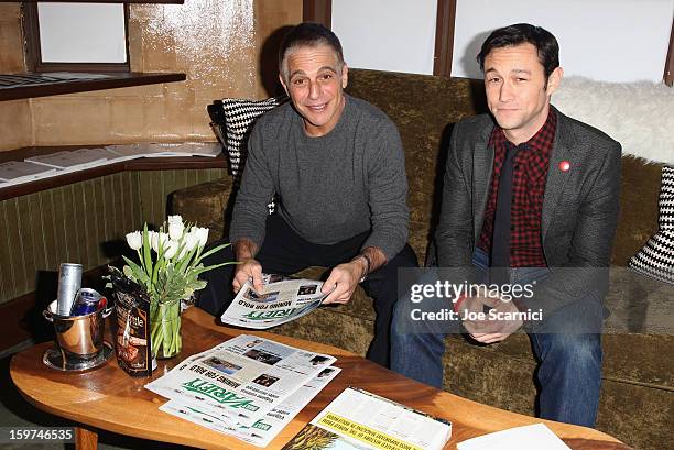 Actors Tony Danza and Joseph Gordon-Levitt attend Day 1 of the Variety Studio at 2013 Sundance Film Festival on January 19, 2013 in Park City, Utah.