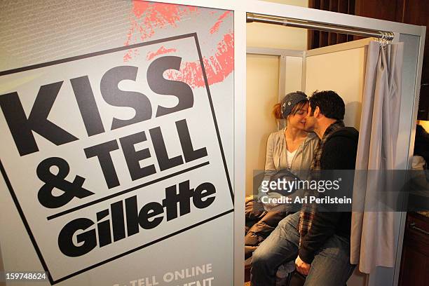 Robert Baker and Amanda Walsh attends Gillette Ask Couples at Sundance to "Kiss & Tell" if They Prefer Stubble or Smooth Shaven - Day 2 on January...