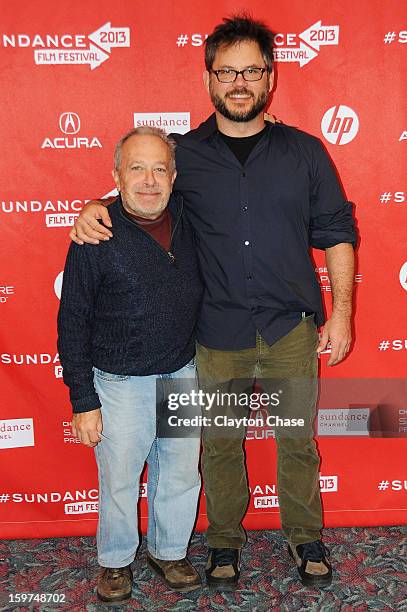 Author Robert Reich and director Jacob Kornbluth attend the "Inequality For All" premiere at Prospector Square during the 2013 Sundance Film Festival...