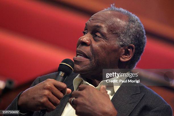 Actor Danny Glover makes a few remarks at "The House I Live In" Washington DC Screening And Performance By John Legend at Shiloh Baptist Church on...