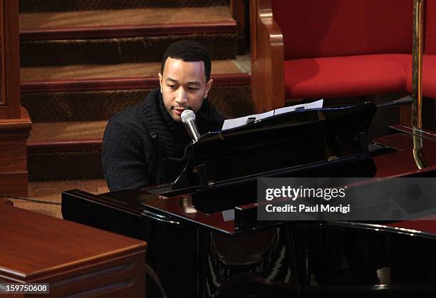 Singer John Legend performs at "The House I Live In" Washington DC Screening And Performance By John Legend at Shiloh Baptist Church on January 19,...