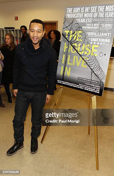 Singer John Legend attends "The House I Live In" Washington DC Screening And Performance By John Legend at Shiloh Baptist Church on January 19, 2013...