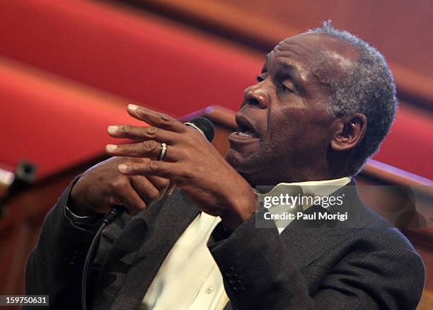 Actor Danny Glover makes a few remarks at "The House I Live In" Washington DC Screening And Performance By John Legend at Shiloh Baptist Church on...