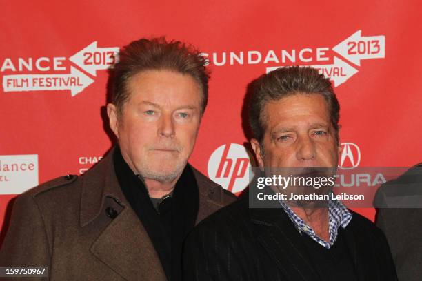 Musicians Don Henley and Glenn Frey attend "The History Of The Eagles Part 1" premiere at Eccles Center Theatre during the 2013 Sundance Film...