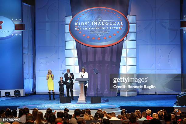 Dr. Jill Biden, Jalen Frankel, J.R. Martinez and First Lady Michelle Obama attend the 2013 Kids' Inaugural: Our Children, Our Future on January 19,...