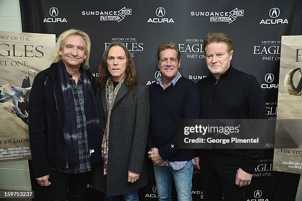 Musicians Joe Walsh, Timothy B. Schmit, Glenn Frey and Don Henley attend "The History Of The Eagles Part 1" premiere at Eccles Center Theatre during...