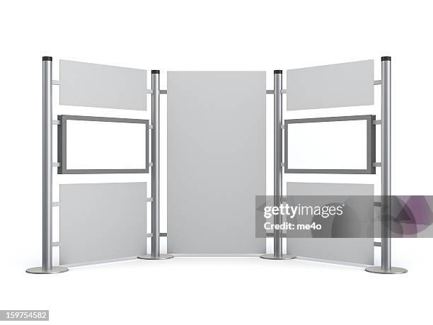 3d stand with blank video lcd displays - exhibition booth stock pictures, royalty-free photos & images