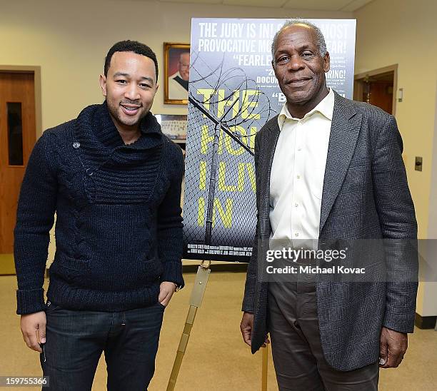 Singer John Legend and actor Danny Glover attend 'The House I Live In' Washington DC screening at Shiloh Baptist Church on January 19, 2013 in...