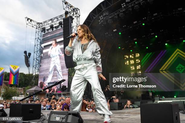 Melanie C performs at Fabuloso In The Park during the Brighton & Hove Pride 2023 on August 06, 2023 in Brighton, England.