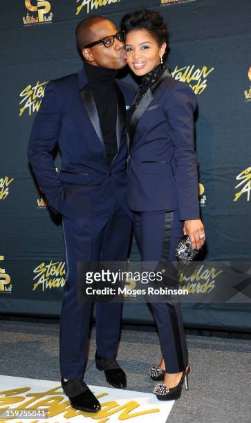 Kirk Franklin and wife Tammy Collins attend the 28th Annual Stellar Awards at Grand Ole Opry House on January 19, 2013 in Nashville, Tennessee.