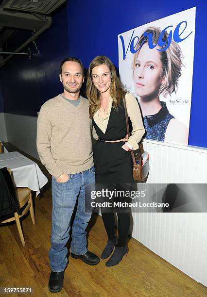 Verge founder and creative director Jeff Vespa and actress Lindsay Burdgeattends The Verge List Party at the Samsung Galaxy Lounge at Village At The...