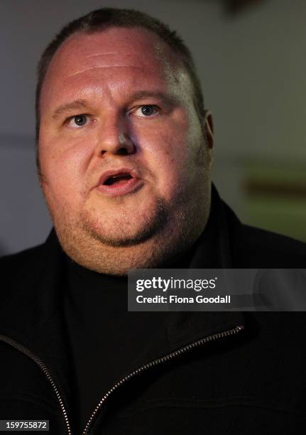 Kim Dotcom launches his new file-sharing site, Mega, on January 20, 2013 in Auckland, New Zealand. The launch comes as Dotcom continues to face...