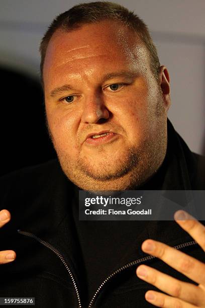 Kim Dotcom launches his new file-sharing site, Mega, on January 20, 2013 in Auckland, New Zealand. The launch comes as Dotcom continues to face...