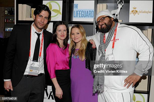 Carlos Velazquez, Liz W. Garcia, Kristen Bell and Milan Chakraborty attend "The Lifeguard" Premiere after party on January 19, 2013 in Park City,...