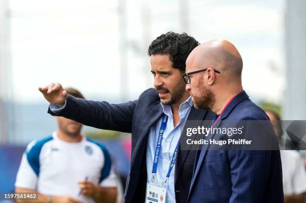 Carlos AVINA Technical Director of Monaco and Thiago SCURO Sport Director during the Ligue 1 Uber Eats match between Clermont Foot 63 and Monaco at...