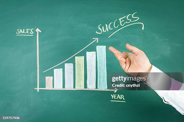 close up of chalkboard with finance business graph - chalk strategy stock illustrations