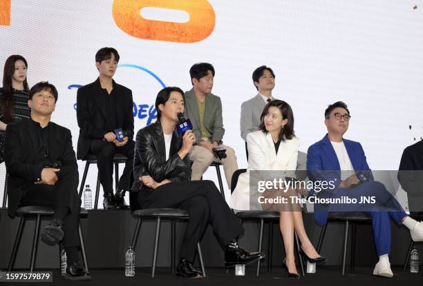 South Korean actors Go Youn-jung, Cha Tae-hyun, Lee Jung-ha, Jo In-seong, Kim Hee-won, Han Hyo-joo, Kim Sung-kyun, and Ryu Seung-ryong attend the...