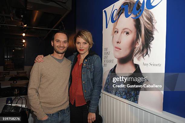 Verge founder and creative director Jeff Vespa and Amy Seimetz attends the Samsung Gallery Launch Party To Celebrate The Verge List - 2013 on January...