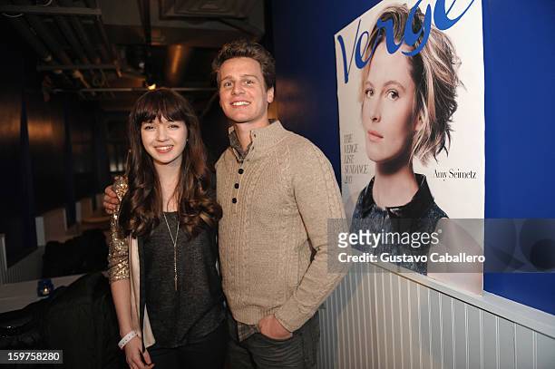 Actress Gina Piersanti and Jonathan Groff attends the Samsung Gallery Launch Party To Celebrate The Verge List - 2013 on January 19, 2013 in Park...