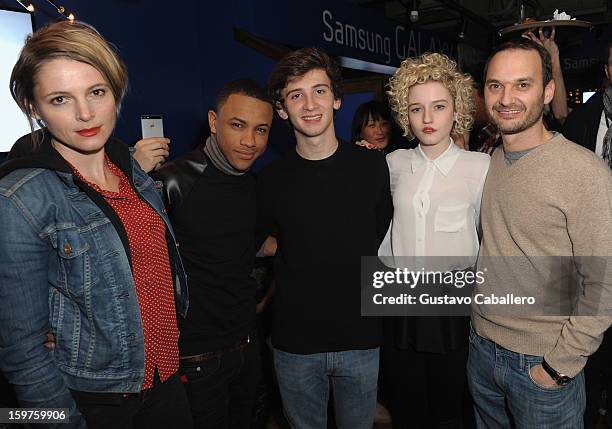 Actors Amy Seimetz, Tequan Richmond, Alex Shaffer, Julia Garner and Verge founder and creative director Jeff Vespa attends the Samsung Gallery Launch...