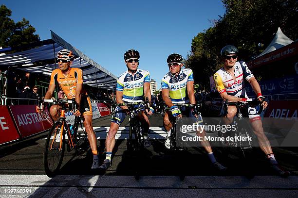 Former winners of the Tour Down Under that are riding in the 2013 race l-r, Mikel Astarloza of Spain and team Euskatel-Euskadi, Stuart O'Grady and...