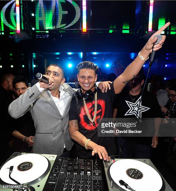 Recording artist Jay Sean and television personality DJ Paul "Pauly D" DelVecchio perform at Haze Nightclub at the Aria Resort & Casino at CityCenter...
