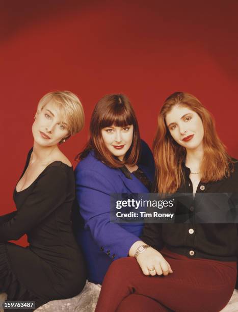 American singers Carnie Wilson, Wendy Wilson, and Chynna Phillips of the vocal group Wilson Phillips, circa 1990.