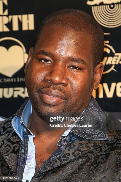 Drummer John Blackwell arrives at Guitar Center's "Drum Off" grand final at Club Nokia on January 19, 2013 in Los Angeles, California.