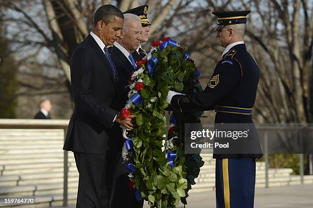 President Barack Obama, Vice President Joe Biden, Major General Michael S. Linnington , Commander of the US Army Military District of Washington and...