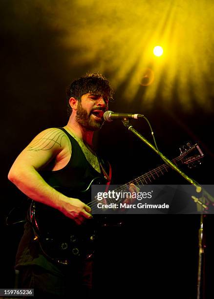 Yannis Philippakis from Foals performs live on stage at Big Day Out 2013 on January 20, 2013 in Gold Coast, Australia.