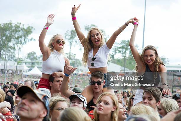 Fans enjoy watching Vampire Weekend at Big Day Out 2013 on January 20, 2013 in Gold Coast, Australia.