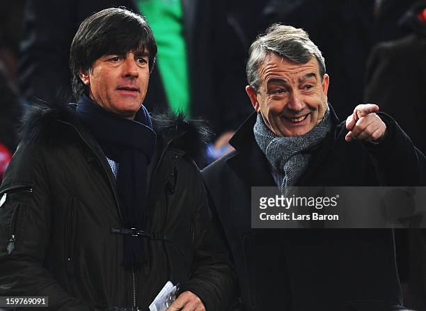 Joachim Loew, head coach of German National team, is seen with Wolfgang Niersbach, president of German Football Association DFB, during the...