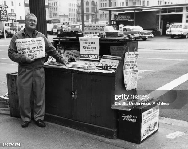 Los Angeles Times newspaper stand, Los Angeles, California, May 14, 1964.