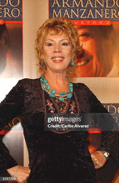 Spanish singer Maria Jimenez attends the presentation of a new album called "Duetos" by Mexican composer and singer Armando Manzanero at Gaviria...