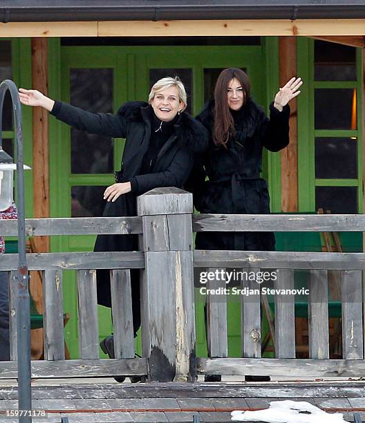 Italian actress Monica Bellucci and the Marrakech International Film Festival Melita Toscan du Plantier attend day 3 of the Kustendorf Film Festival...