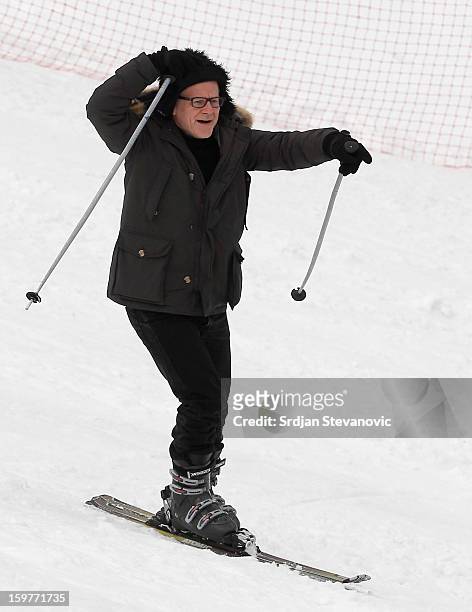 Cannes Film Festival managing director Thierry Fremaux skiing during day 3 of the Kustendorf Film Festival on January 20, 2013 in Drvengrad, Serbia.