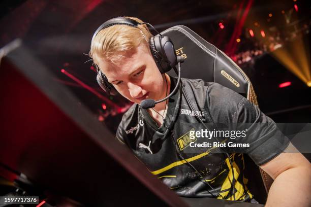 Pontus "Zyppan" Eek of Natus Vincere competes at VALORANT Champions Los Angeles Group Stage at the Shrine Expo Hall on August 6, 2023 in Los Angeles,...