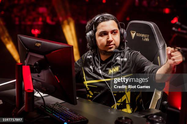 Mehmet "cNed" lpek of Natus Vincere competes at VALORANT Champions Los Angeles Group Stage at the Shrine Expo Hall on August 6, 2023 in Los Angeles,...