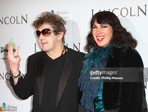 Shane MacGowan and Victoria Clarke attend the European premiere of 'Lincoln' on January 20, 2013 in Dublin, Ireland.