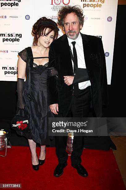 Helena Bonham Carter and Tim Burton attend The London Film Critics Circle Film Awards 2013 at The Mayfair Hotel on January 20, 2013 in London,...