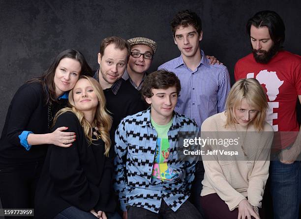 Producer Liz W. Garcia, actors Joshua Harto, Paulie Litt, David Lambert, Martin Starr Kristen Bell, Alex Shaffer, and Mamie Gummer pose for a...