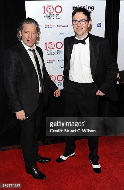 Dexter Fletcher and Charlie Creed-Miles attend the London Critics' Circle Film Awards at The Mayfair Hotel on January 20, 2013 in London, England.