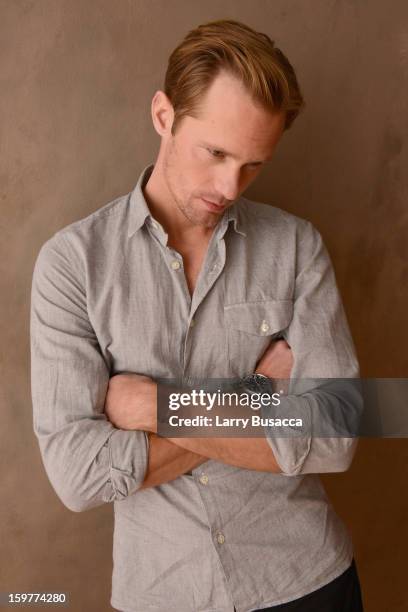 Actor Alexander Skarsgard poses for a portrait during the 2013 Sundance Film Festival at the Getty Images Portrait Studio at Village at the Lift on...