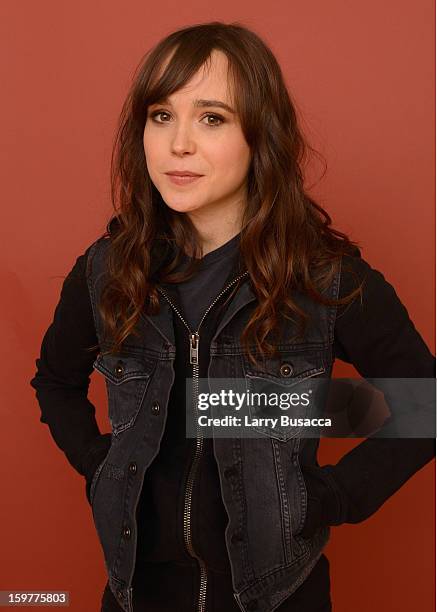 Actress Ellen Page poses for a portrait during the 2013 Sundance Film Festival at the Getty Images Portrait Studio at Village at the Lift on January...